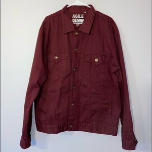 Vintage XXL Agile Denim Maroon Denim Jacket